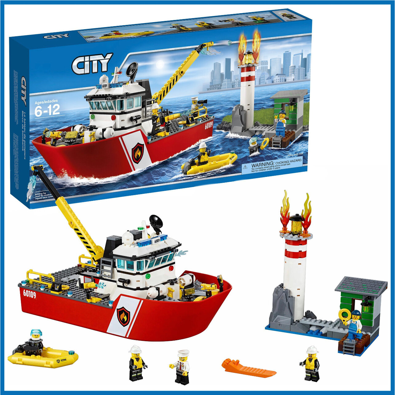 Конструктор Сити "Пожарный катер" 412 деталей / Совместим с Lego City