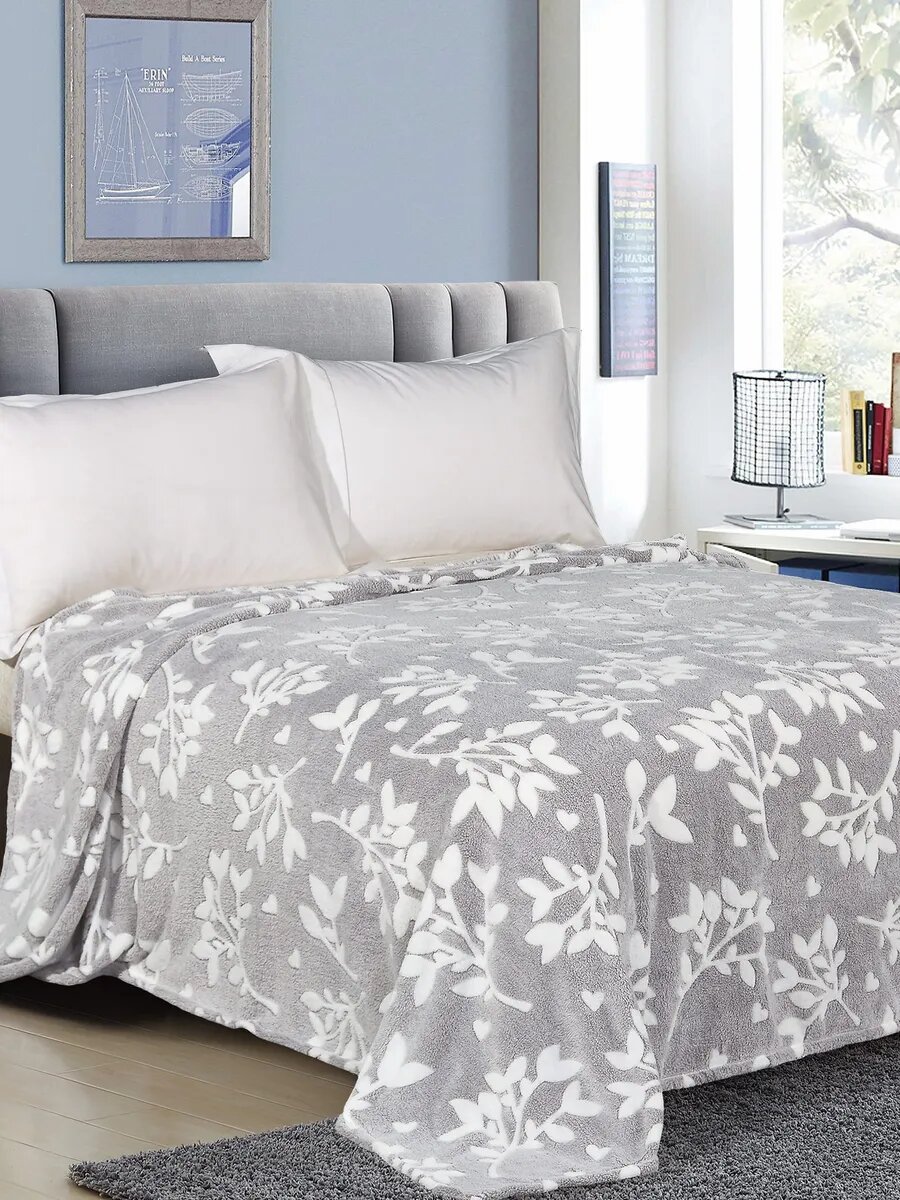 Плед 200х220 пушистый толстый на диван и кровать плюш