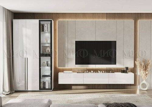 Изображение товара Стенка в гостиную"Норд" , Белый/Белый Глянец Холодный