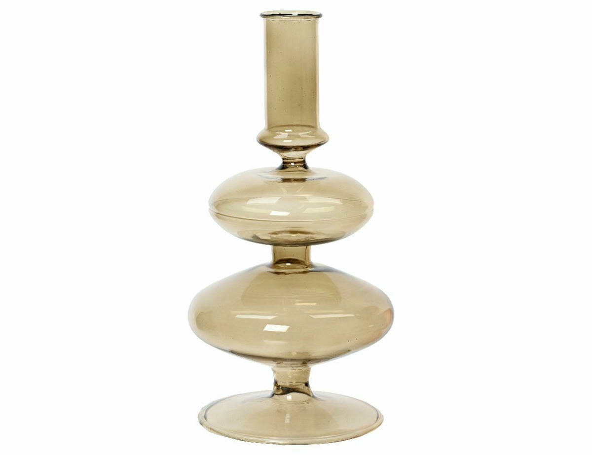 Декоративная ваза/подсвечник кэнди, стекло, серо-оливковый, 19 см, Kaemingk