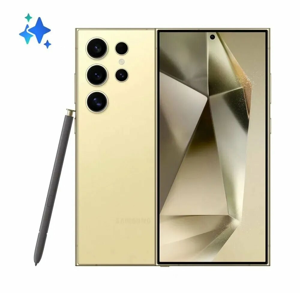 Samsung Смартфон Смартфон S24Ultra, 12GB+512GB Super RAM, Android 14, большой дисплей 7.3», русская система, сверхдолгий срок службы батареи 8000mAh, процессор Qualcomm Snapdragon 8gen3, играйте в большие игры, поддержка 5G/WiFi/NFC/OTG 12/512 ГБ, золотой — фото 1