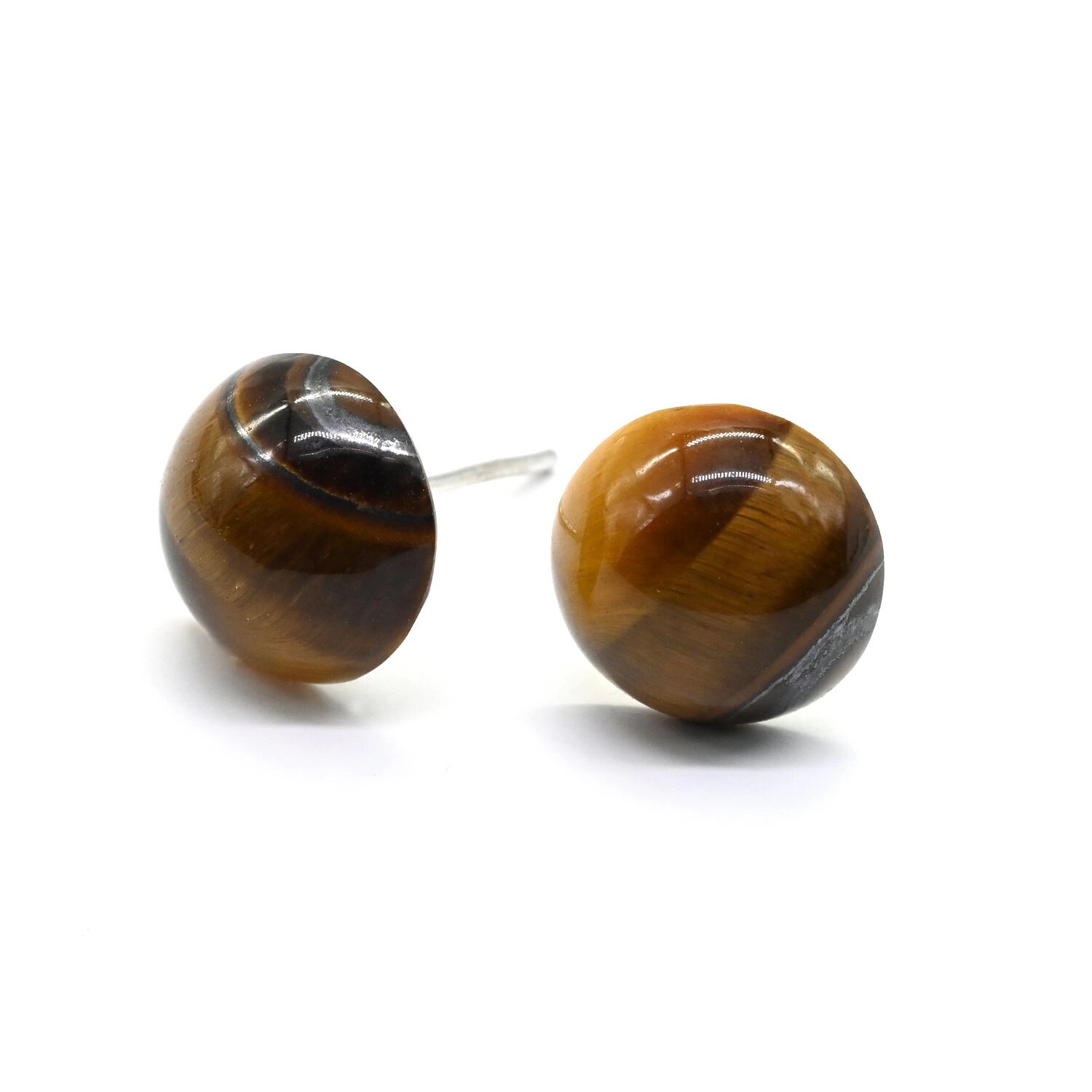 Серьги пусеты, тигровый глаз