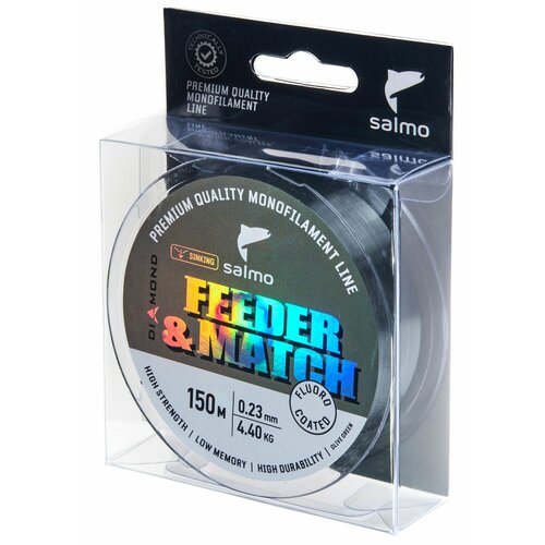 Леска монофильная Salmo Diamond FEEDER & MATCH FLUORO COATED Olive Green 150 м 0.23 мм