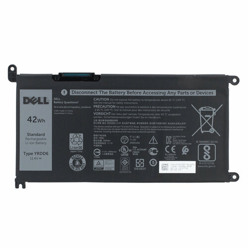 Аккумулятор YRDD6 для ноутбуков Dell vostro 3500 / 3400 / inspiron 3583 / 3593 / 3582 / 5581 / 5593 / 3584 / latitude 3400 / 5590 / 5481 / 5490