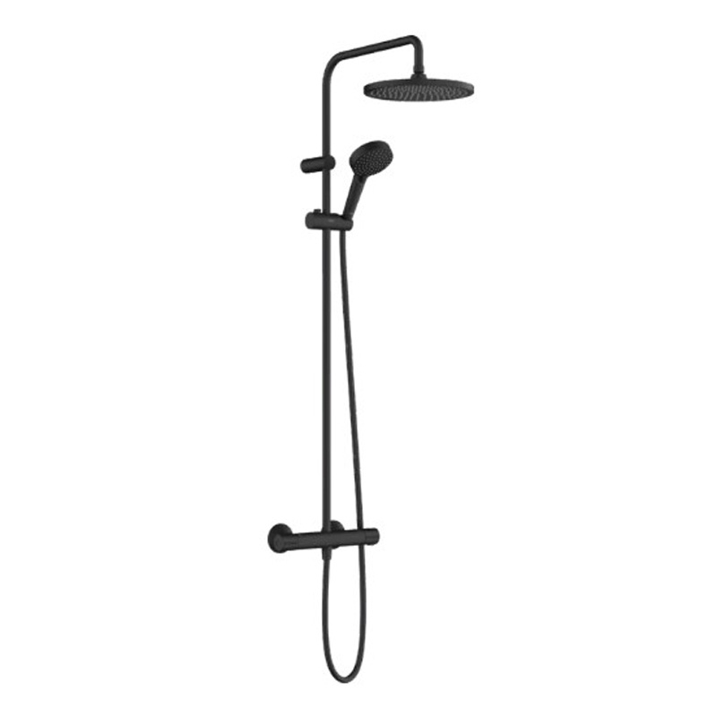 Душевая стойка Hansgrohe Vernis Blend 240 с термостатом, черная матовая - фото №1