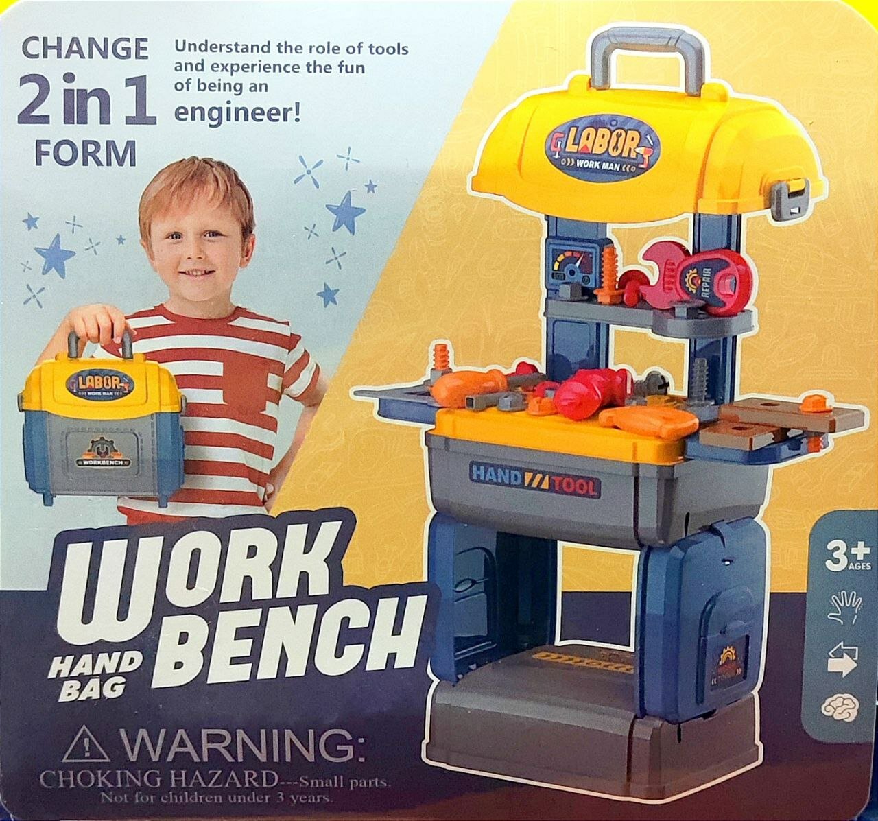 Набор детских инструментов Work Hand Bag Bench 2in1 55деталей 3+