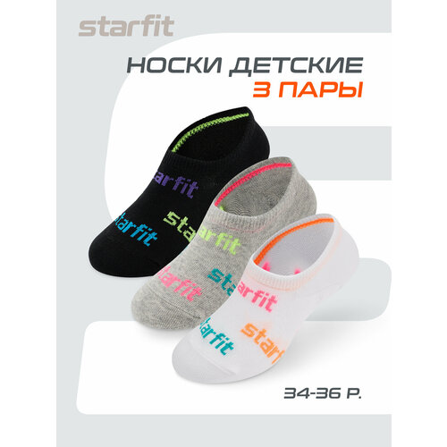 фото Носки starfit весна-лето 2025, 3 пары, размер 34/36, белый/черный/серый