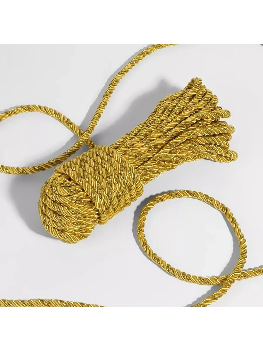 Шнур витой d - 5 мм 9 +/- 1 м цвет золотой