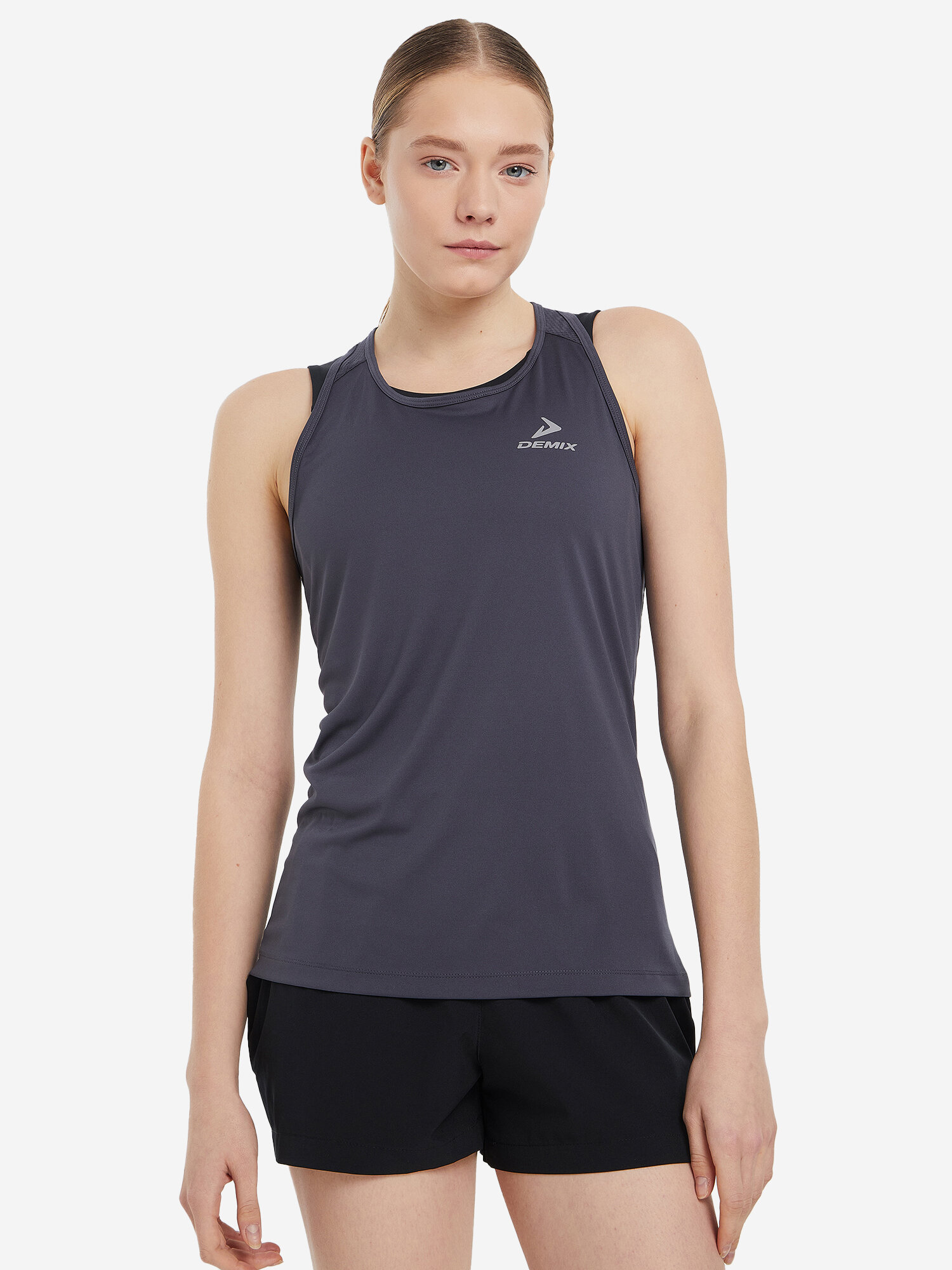 Майка спортивная Demix W D Fitness Graphic Tank, размер 44, темно-серый — фото 1