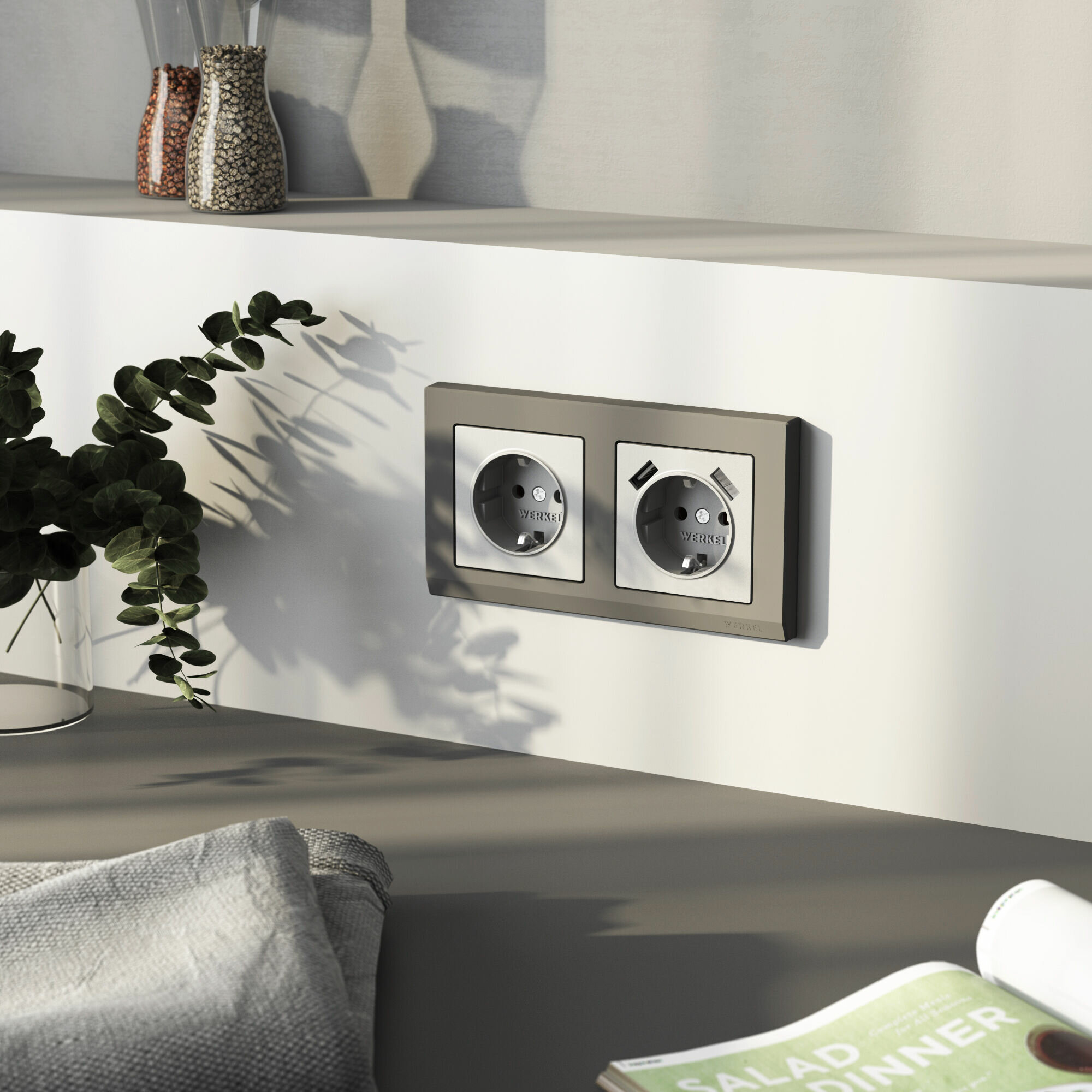 Рамка на 2 поста Werkel Stark (Графит матовый) — фото 1