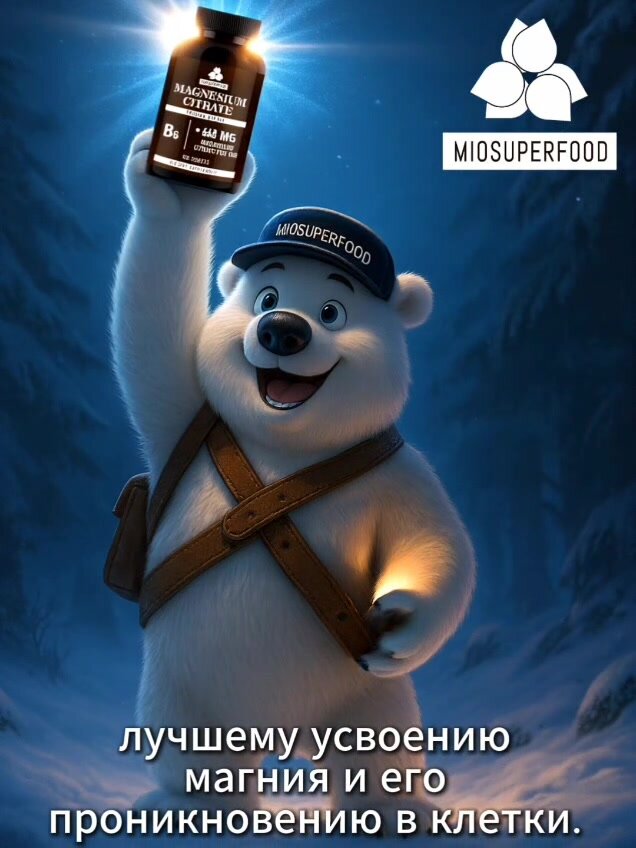 Магний цитрат с витаминами В6 Форте Miosuperfood 200 т. 668 мг + B6 от стресса, для нормализации сна, успокоительное. — фото 1