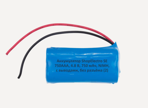 Изображение товара Аккумулятор ShopElectro SE 750ААА, 4.8 В, 750 мАч/ 4.8 V, 750 mAh, NiMH, с выводами, без разъёма (2)