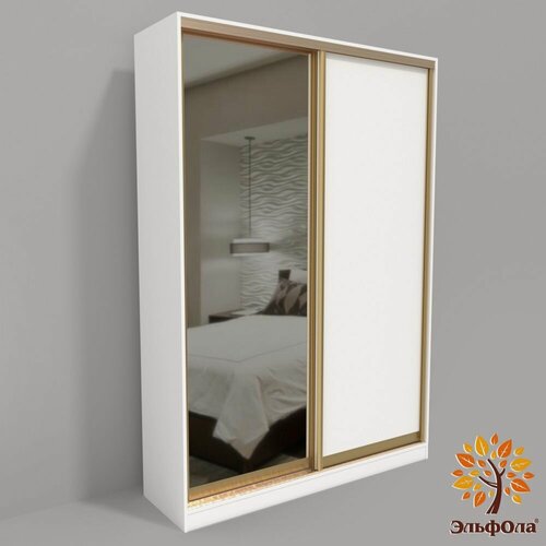Изображение товара Шкаф-купе ЭльфОла "Гранд" 152*45*240 см, белый, профиль золото
