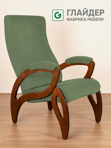 Изображение товара Кресло мягкое для дома и дачи Glider Весна М с мягкими подлокотниками, цвет зеленый