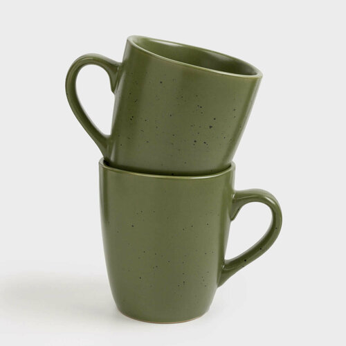 Кружка 450 мл 2 шт зеленая в крапинку Неровный край 1747₽