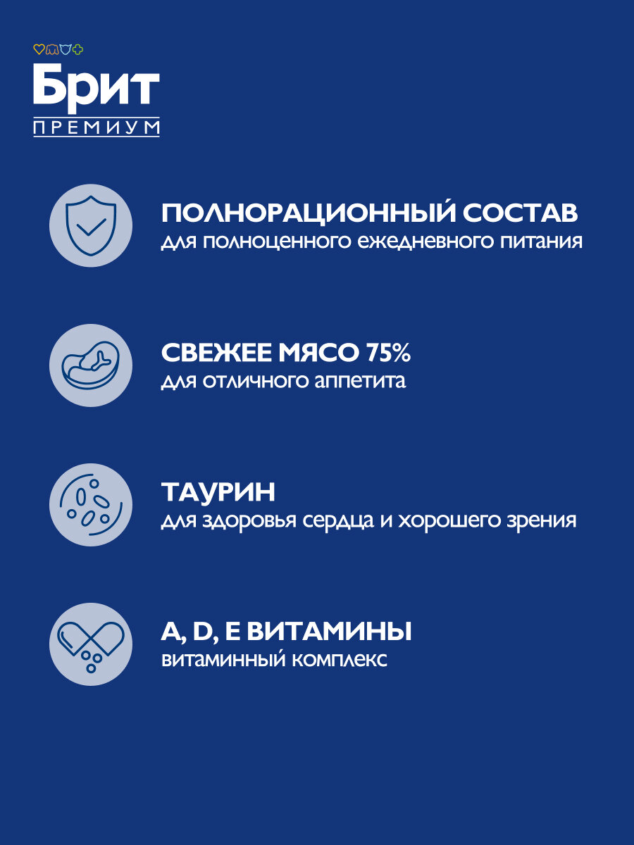 Влажный корм для котят, Белая рыба, кусочки в соусе 85 гр, 14 шт, Brit Premium — фото 1