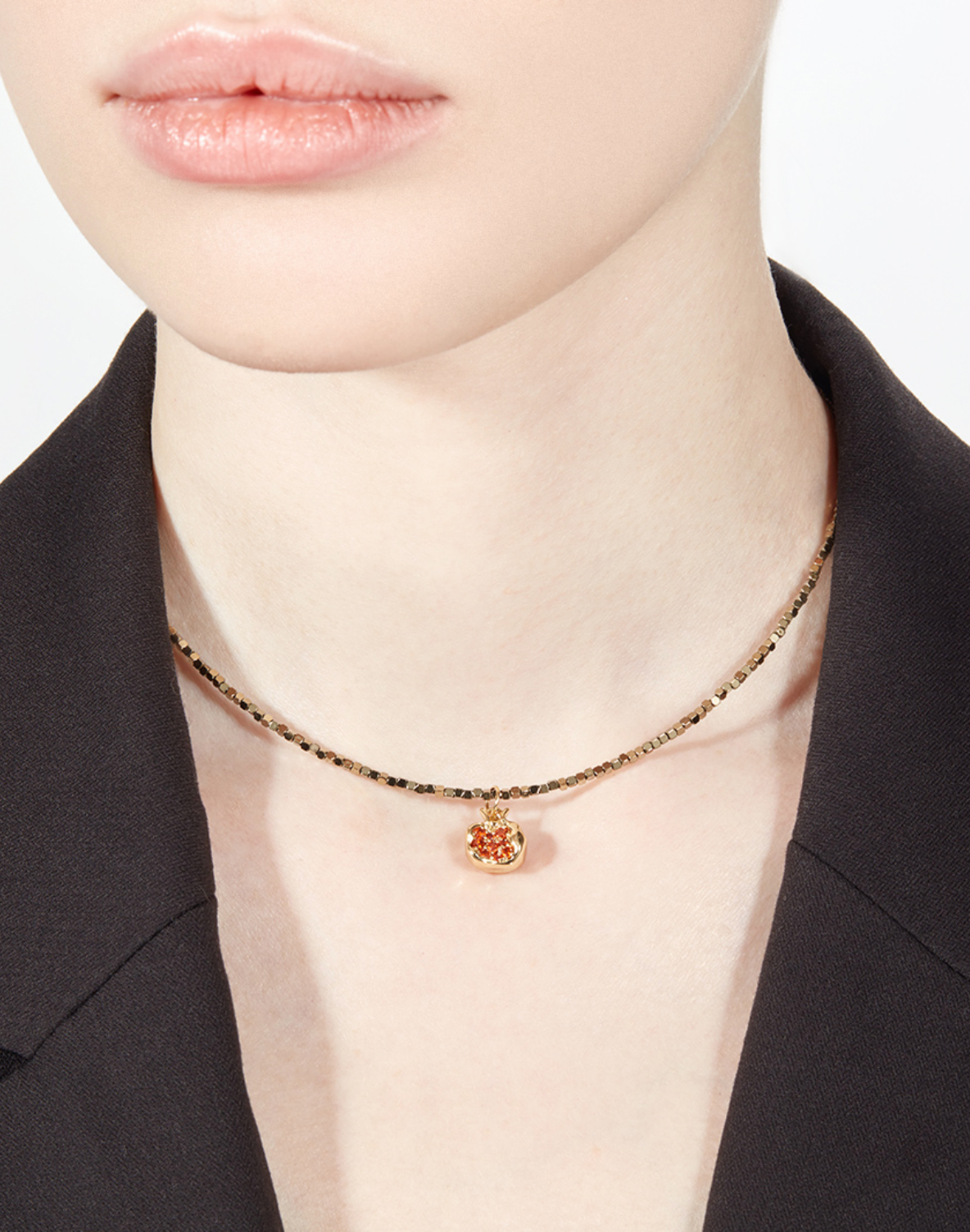 Колье FETISH, гематит, фианит, длина 35 см, золотистый — фото 1