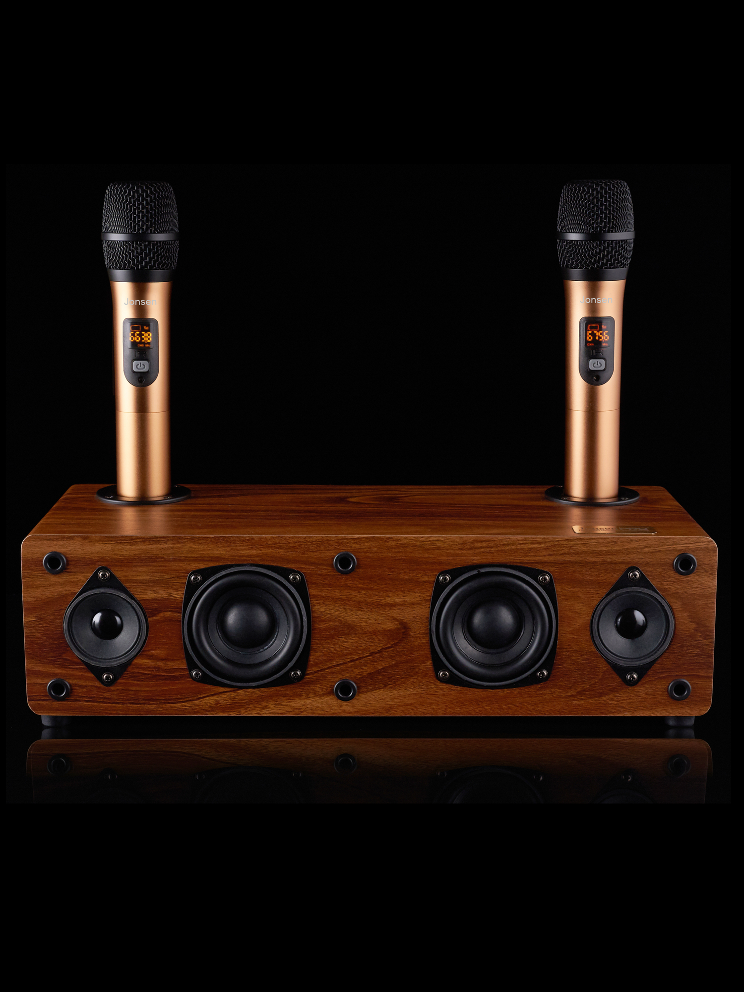 Караоке система для дома Jonsen PRO 2.1 с двумя микрофонами, мощность 130Вт и Bluetooth — фото 1
