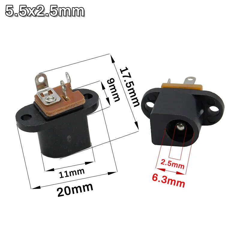 10 шт. DC017 55x21 мм/55x25 мм с отверстиями под ушные винты вертикальный 180-градусный 3-контактный силовой разъём с медной сердцевиной DC053 55x21/55x25 мм DC017 5.5x2.5mm