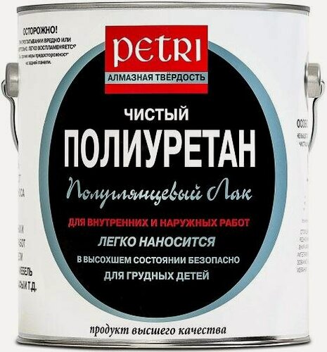 Изображение товара Лак Паркетный, Полиуретановый 0.946л Petri Dimond Hard Полуглянцевый / Петри Даймонд Хард.