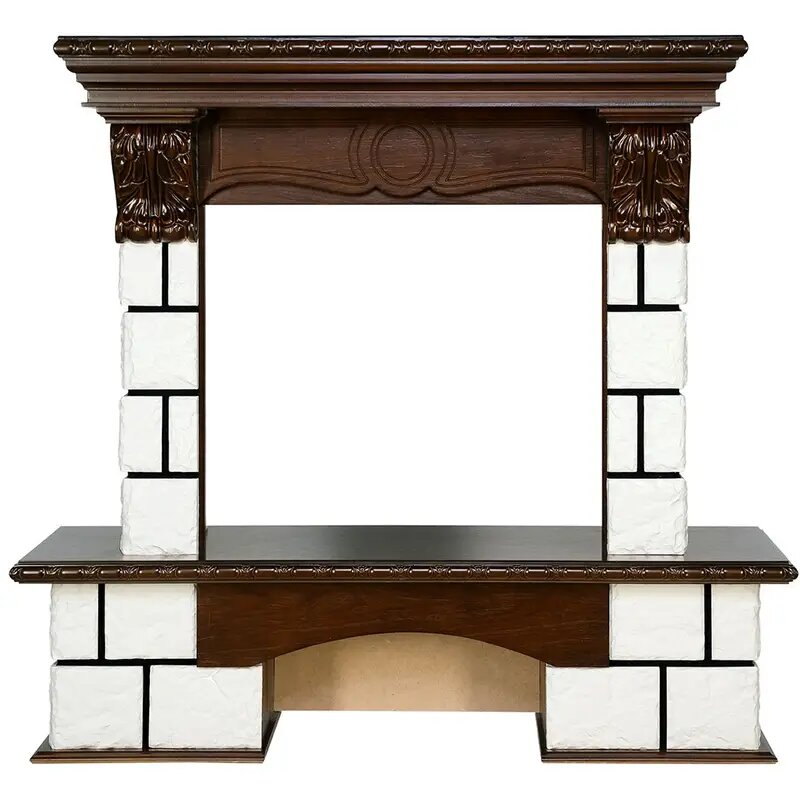 Портал Royal Flame Pierre Luxe - Белый / Темный дуб (Vision 23)