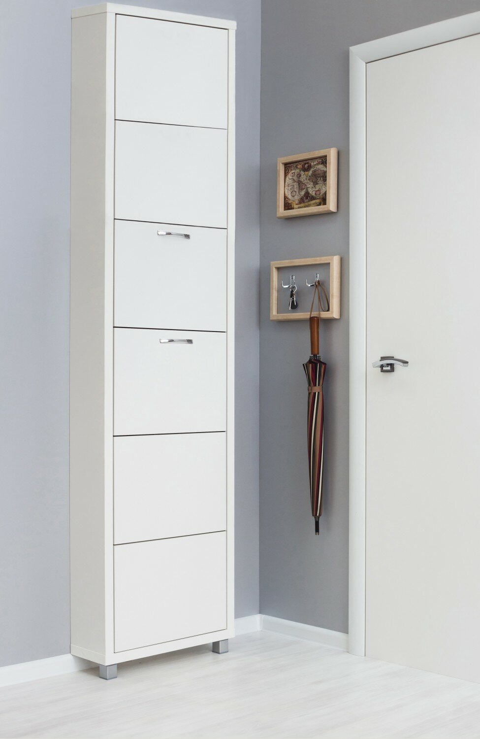 Обувница IRONNORI Люкс 6 ти секционная  Люкс ЛДСП  цвет Белый шагрень