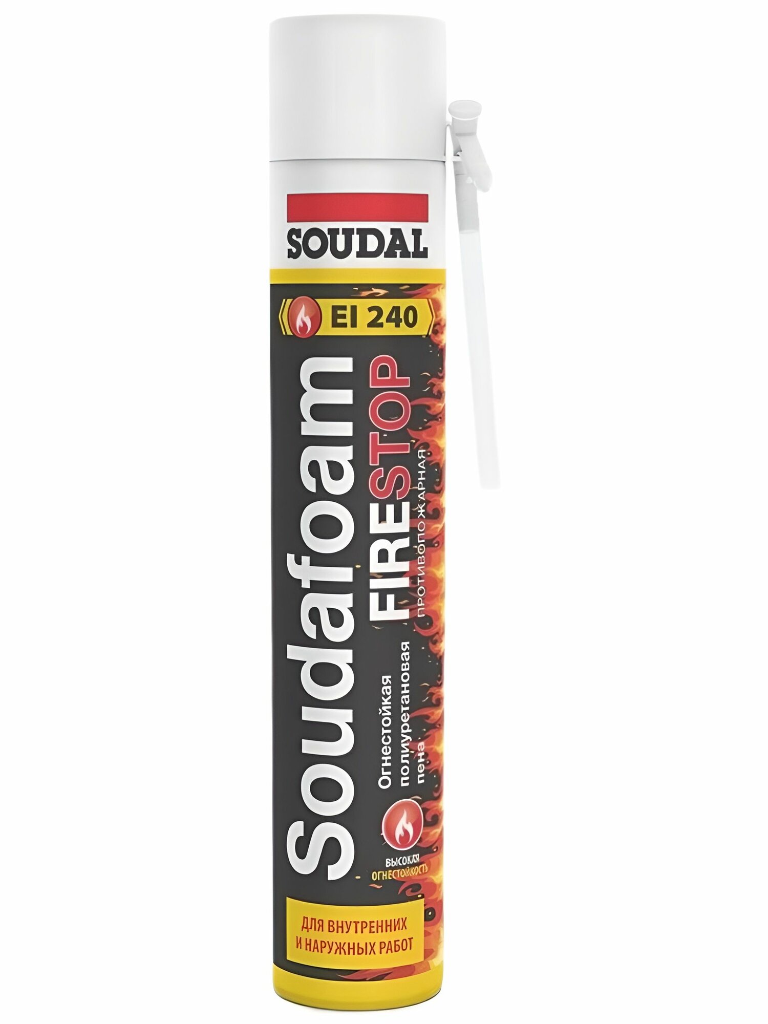 Профессиональная монтажная ручная пена Soudal (Соудал) Soudafoam FireStop огнестойкая 750 мл