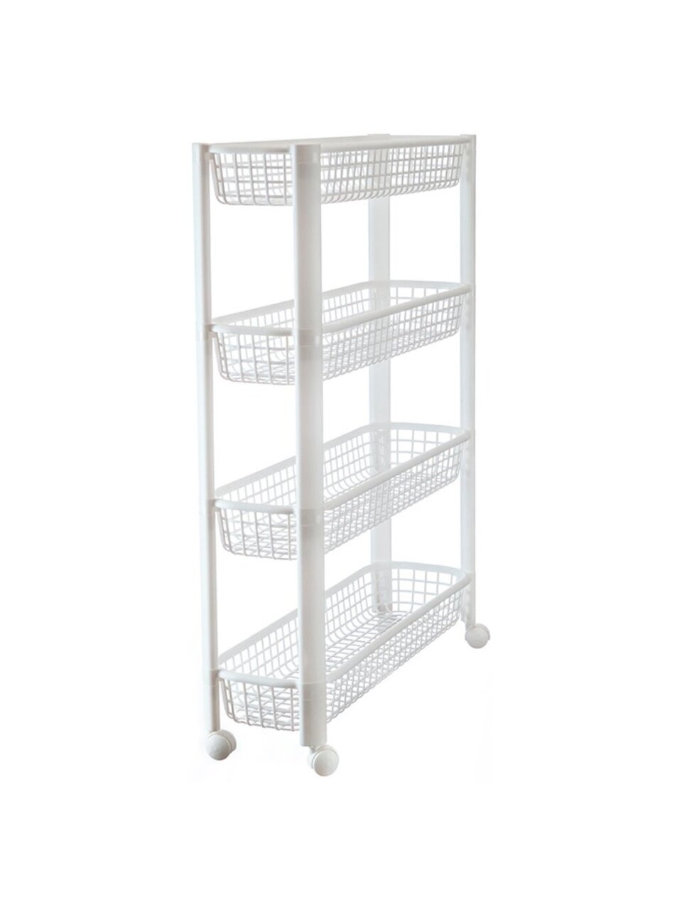 Полка универсальная пластик 4 секции 58.5х18х78.8 см на колесах белая Idea М 2719