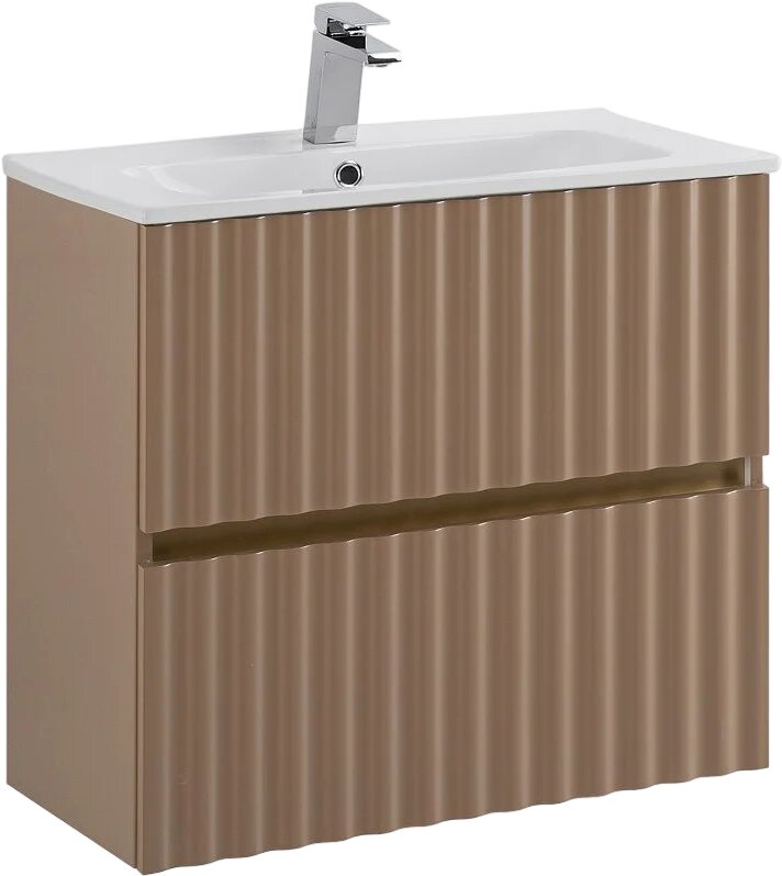 Тумба с раковиной Art&Max Elegant 60 подвесная 61 5 см с ящиками прямоугольная в современном стиле из МДФ коричневая из фаянса