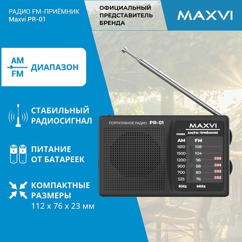 фото Беспроводное радио fm-приемник maxvi pr-01 grey