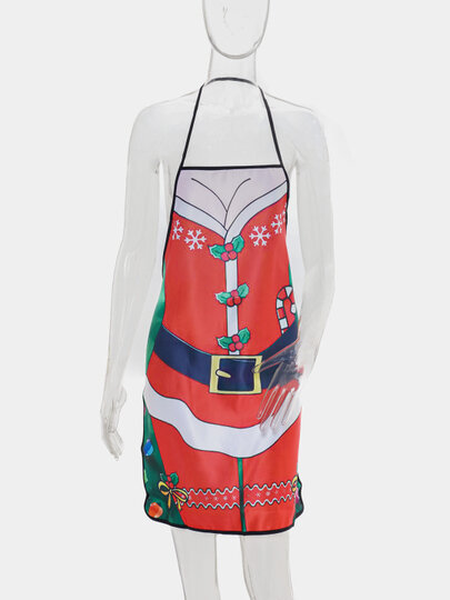 Фартук для кухни с новогодним принтом. Украшает новогодний вечер.75 см