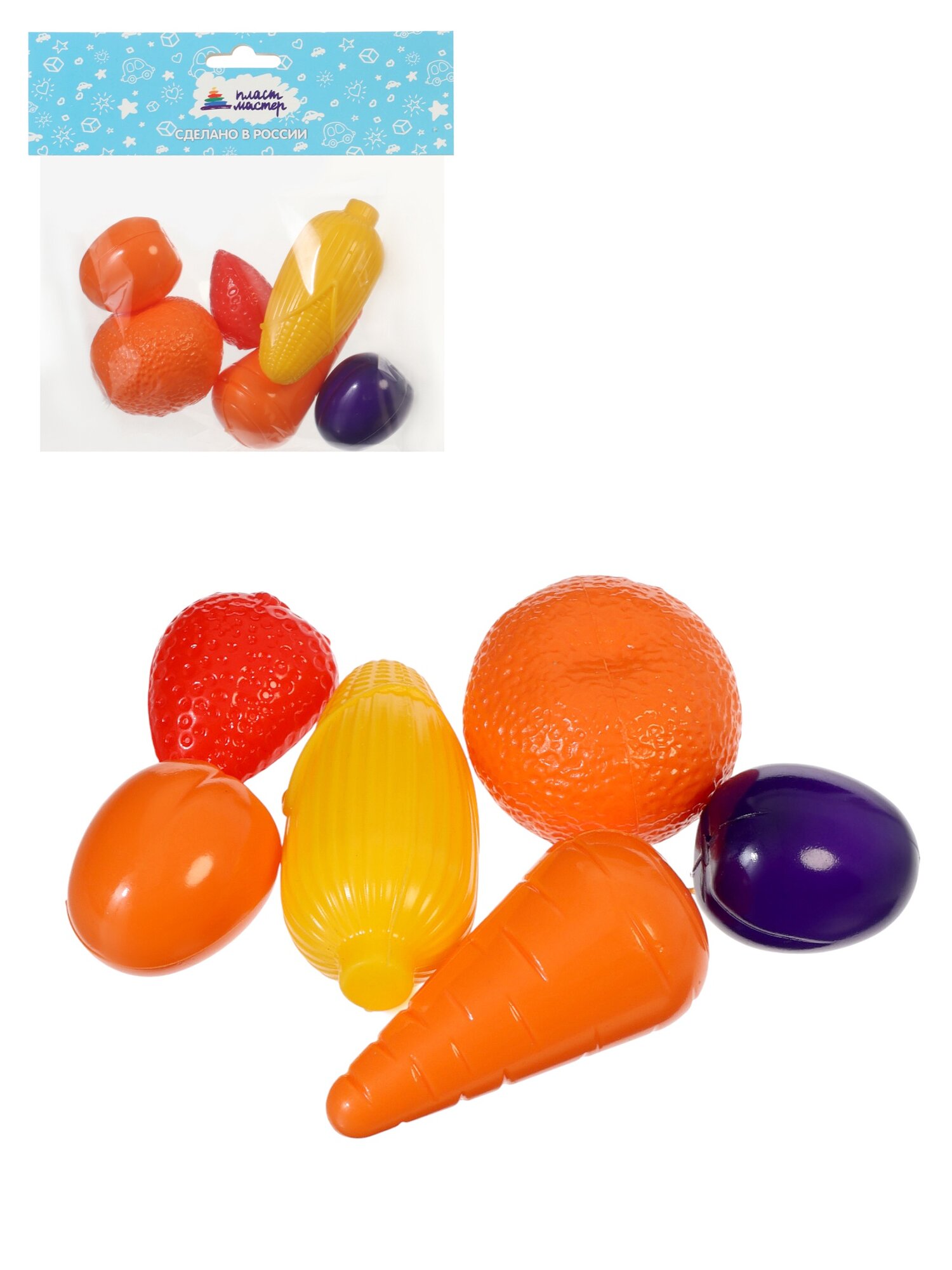 Мини игровой набор «Овощи, фрукты», 6 предметов, пластик, игрушечная еда