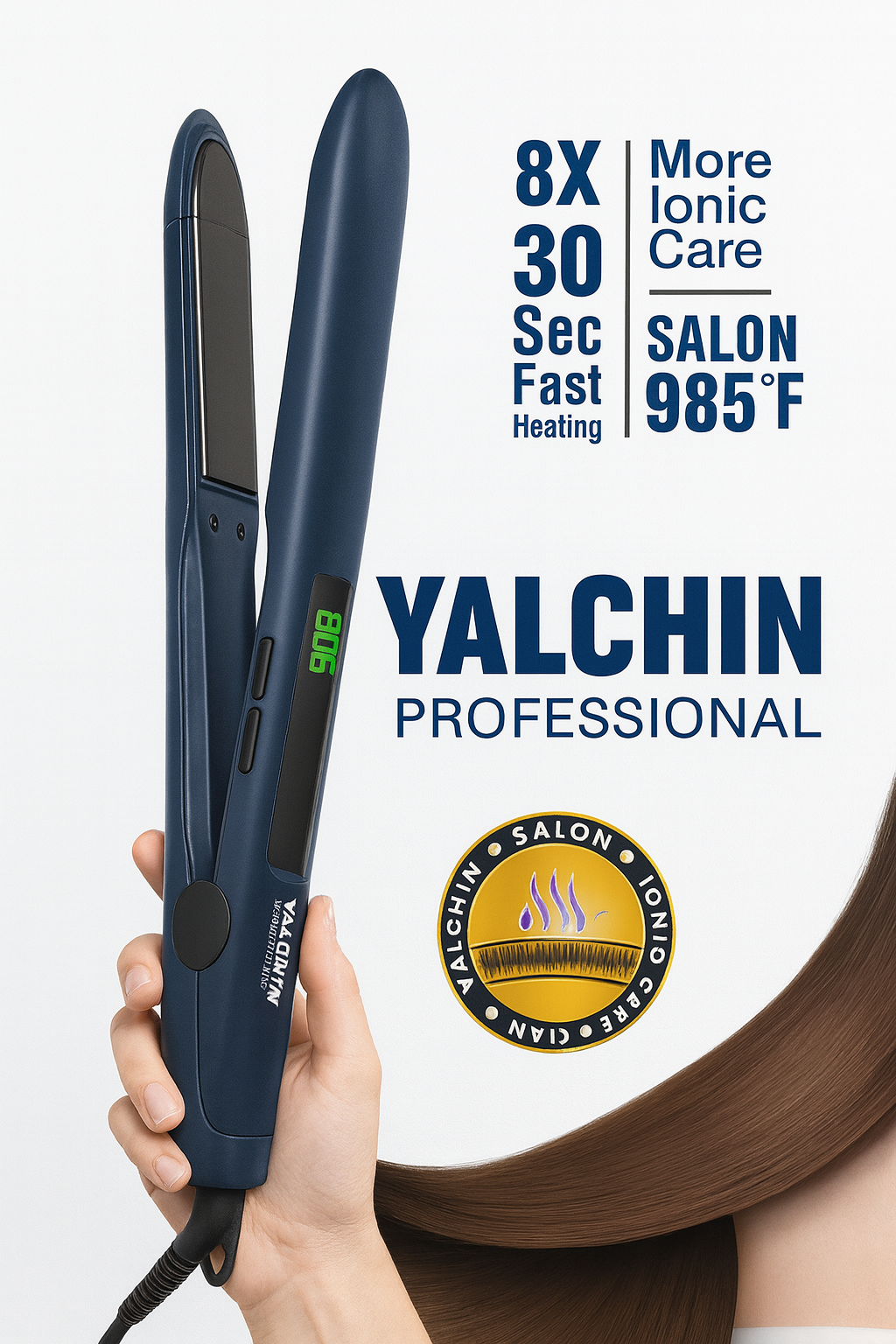 Выпрямитель волос Yalcin YA-988, мультистайлер, ЖК-дисплей, нагрев до 530 °C