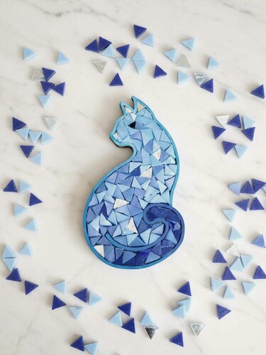 Изображение товара Набор для творчества мозаика стеклянная голубой КОТ 22 см.