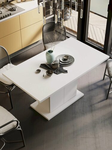 Изображение товара Раздвижной обеденный стол "Детройт тип 1", ЛДСП, Белый/Белый