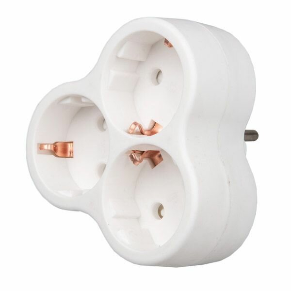 Разветвитель -тройник Uniel с заземлением UL-00011235 S-GES3-16F WHITE