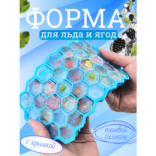 Форма для льда Best Room силиконовая с крышкой 12х20 см голубая 250₽