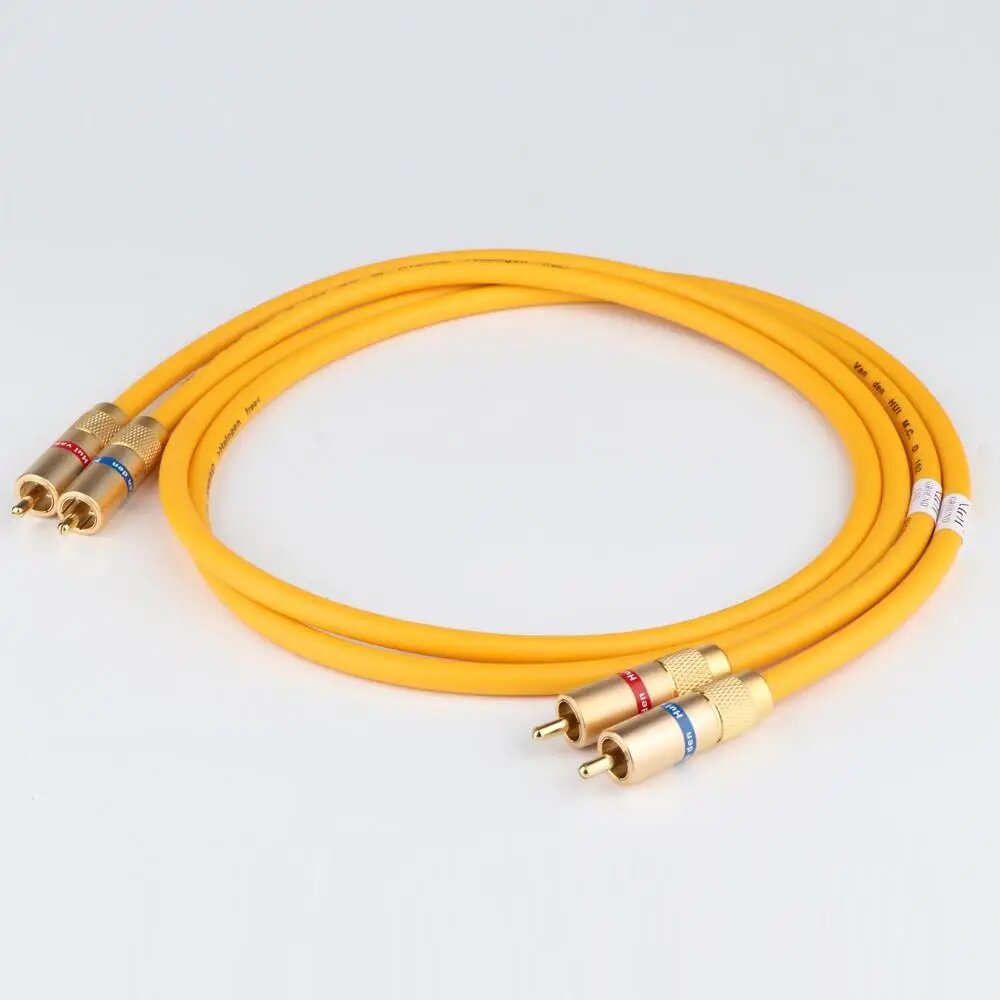 Пара аудиокабелей Hifi Van Den Hul M.C D-102 MK III HYBRID (Halogen F) с позолоченным разъемом RCA, удлинительным кабелем RCA к RCA VDH, Finished RCA cable, 1 м