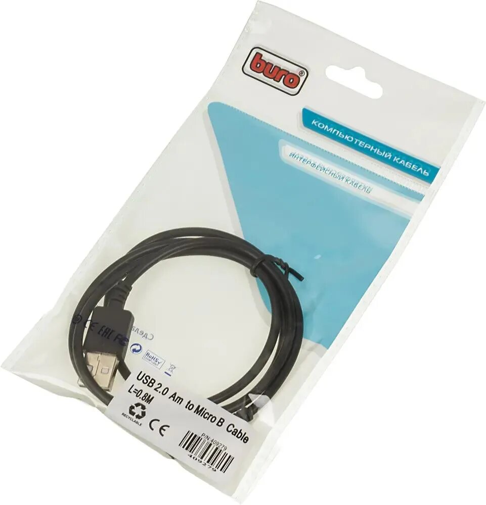 Кабель microUSB 0.8м BURO BHP MICROUSB 0.8 круглый 409279 - фото №4