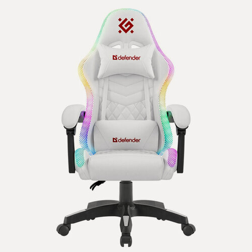 Изображение товара Кресло игровое Defender Core White 64048, с RGB-подсветкой, экокожа, белый