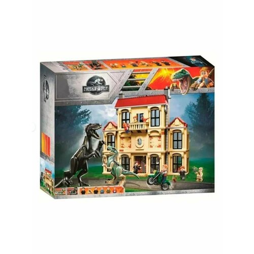 Конструктор / BELLA / Мир Юрского периода / 1046 деталей / Нападение Индораптора в поместье Локвуд