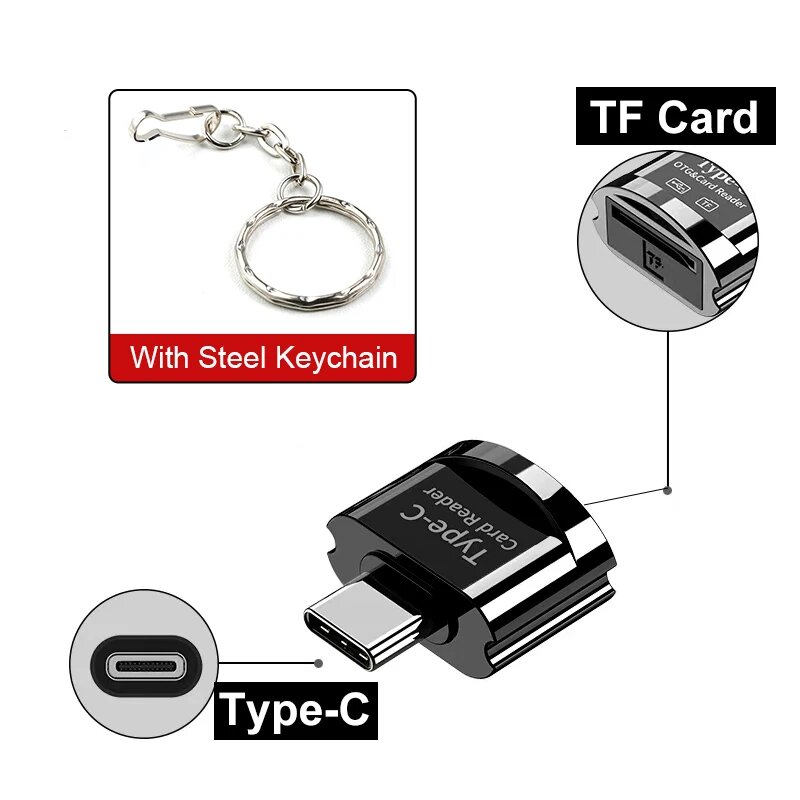 OLAF OTG Micro SD TF кардридер для Macbook Xiaomi Samsung адаптер usb c USB 3,0 к Type C адаптер для ноутбука аксессуары, C With Chain Black