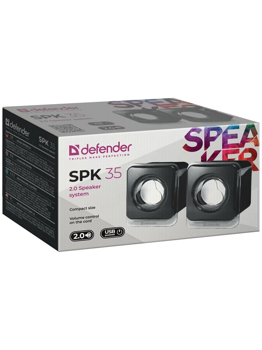 Акустическая система 2.0 Defender SPK 35 black (5Вт, питание от USB) (65635)