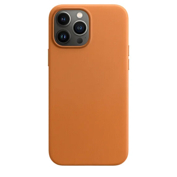 Чехол Leather Case MagSafe для iPhone 13 Pro Max 6.7", оранжевый (5)