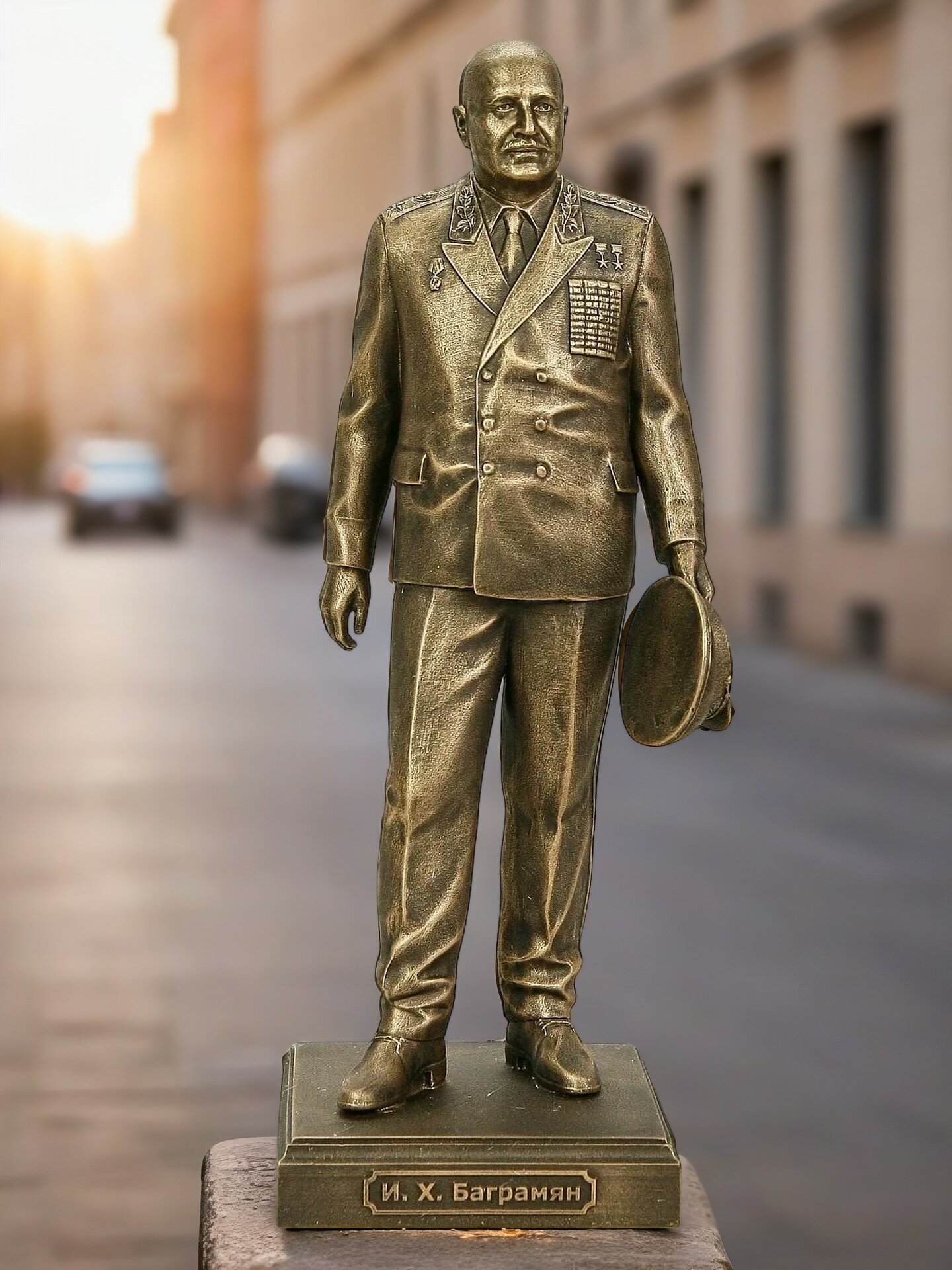 Статуэтка Баграмян И. Х, 20 см, литьевой мрамор, цвет патина бронза