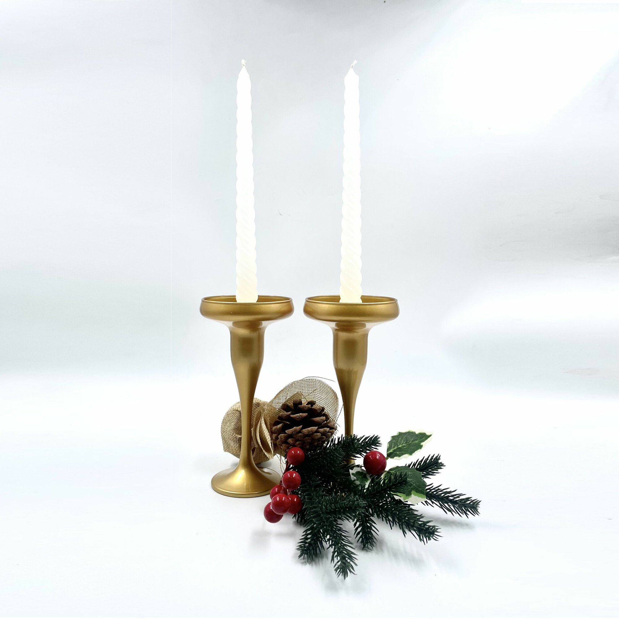 Набор подсвечников Pasabahce Basic, настольный, стекло, цвет золотой, 17x8.2x2.5 см — фото 1