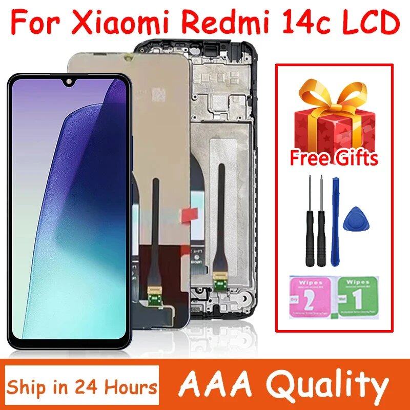 6,88 "120 Гц ЖК-дисплей для Xiaomi Redmi 14C ЖК-дисплей 2411DRN47C Сенсорная панель в сборе Pantalla для Redmi 14c Рамка дисплея, Ori No Frame — фото 1