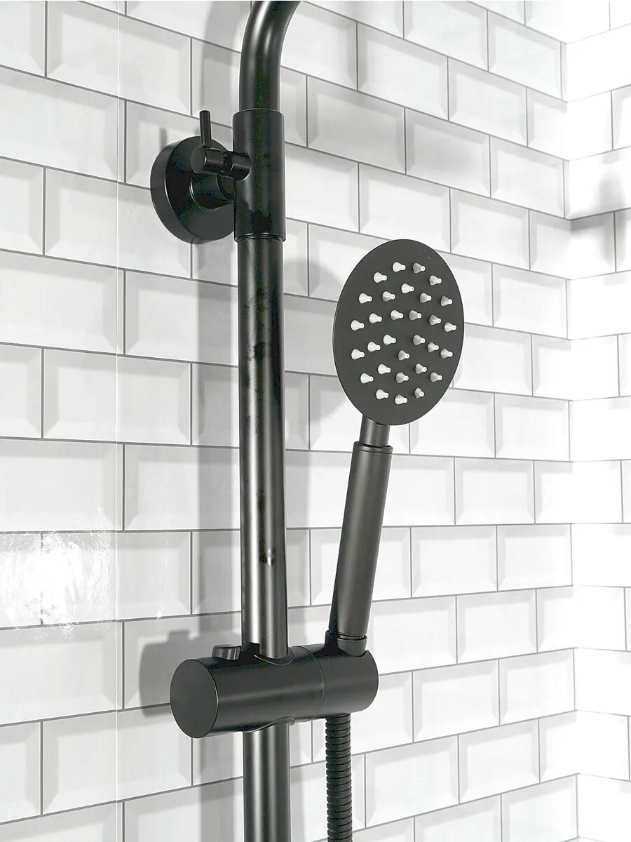 Душевая система Diadonna, нержавеющая сталь, 3 режима, черный — фото 1