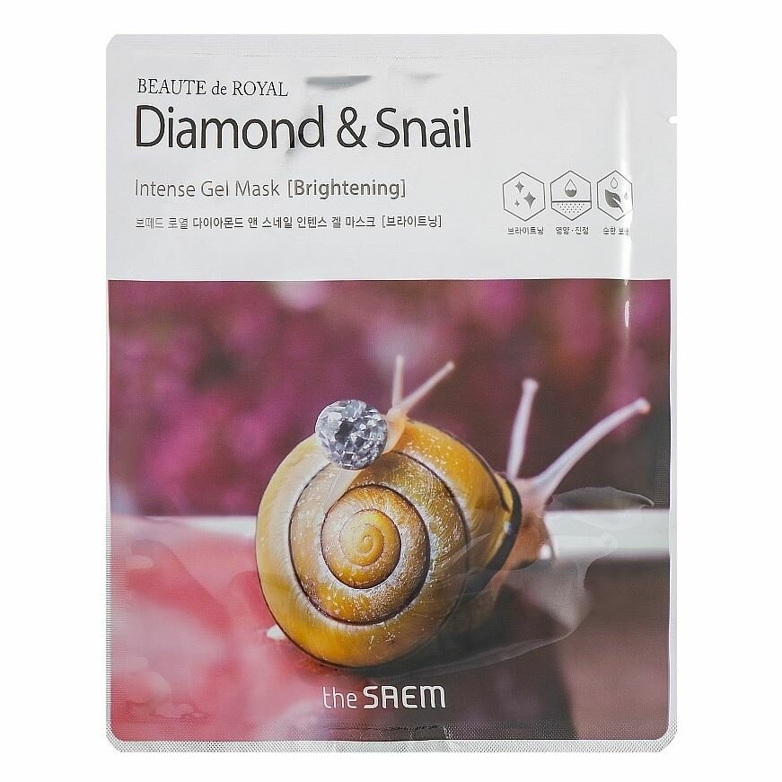 Гидрогелевая маска The Saem Beaute de Royal Diamond & Snail Intense, премиум-класса с бриллиантами и муцином улитки, 35 г
