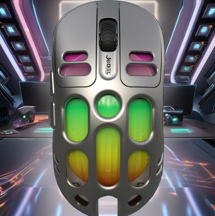 Беспроводная игровая мышь Jedel WD153 5D Gray — RGB, 2.4GHz, 500 мАч, 800–1600 DPI, для Windows/macOS/Android — фото 1